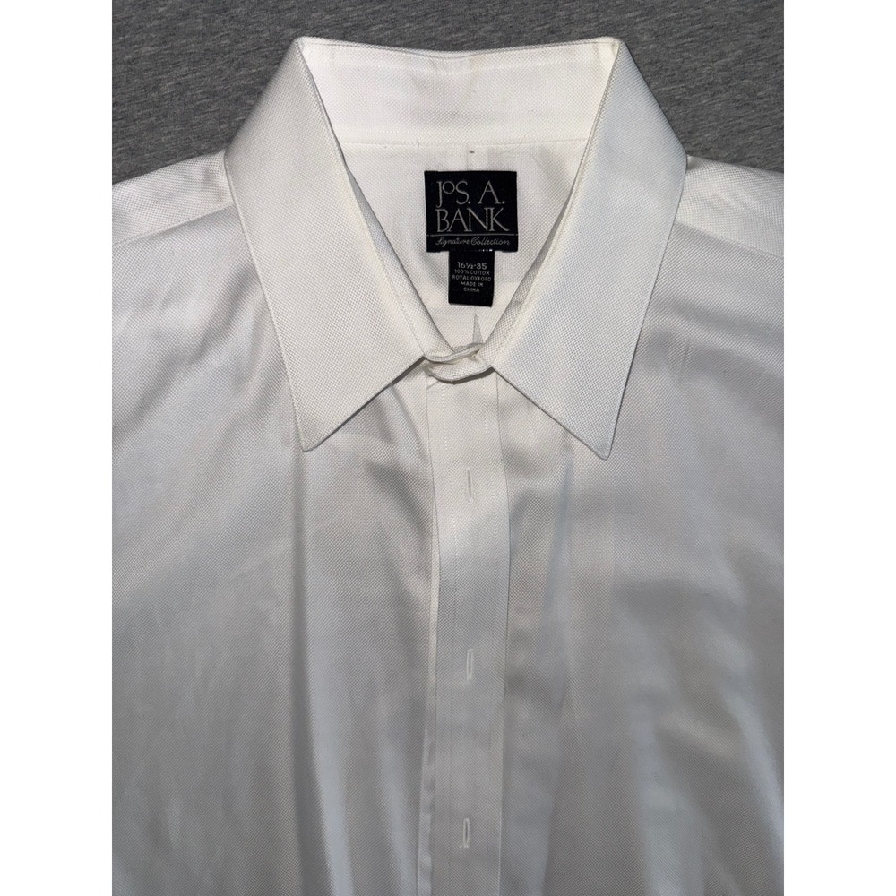 Jos A Bank Mens White Royal Oxford French Cuff Tuxedo Shirt 16.5 35 Formalwear